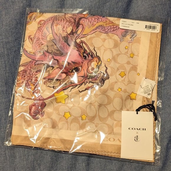 Coach Lunar New Year Dragon Silk Bandana Scarf *NEW* With Tags - Picture 4 of 4